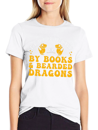 Easily Distracted By Books & Bearded Dragons Graphic Tee