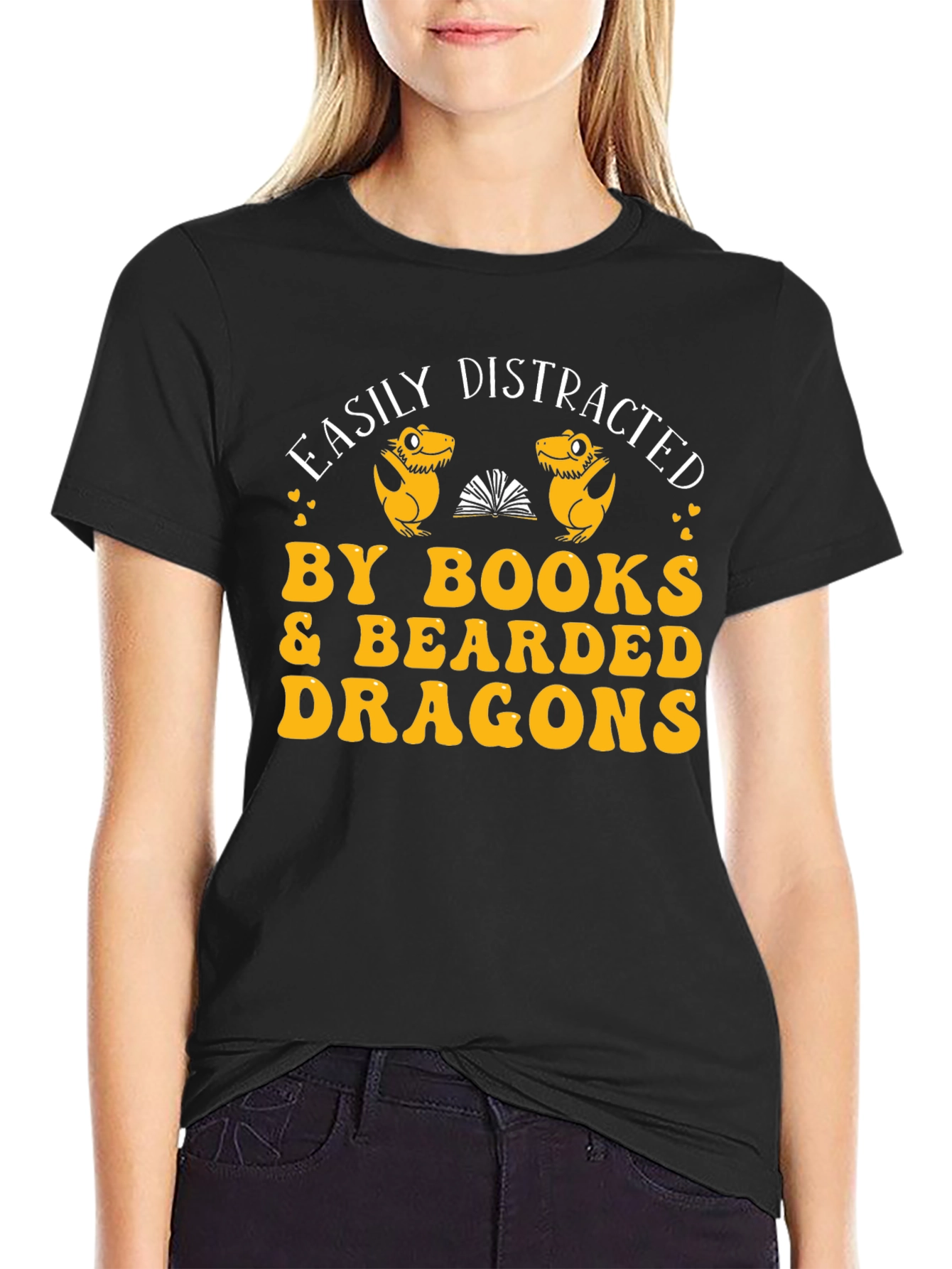 Easily Distracted By Books & Bearded Dragons Graphic Tee