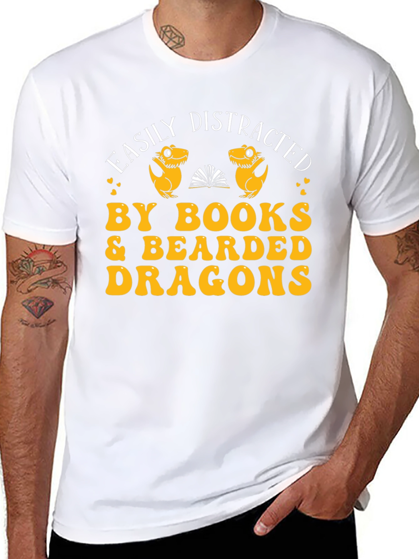 Easily Distracted By Books & Bearded Dragons Graphic Tee