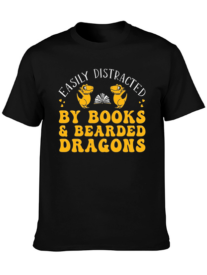 Easily Distracted By Books & Bearded Dragons Graphic Tee