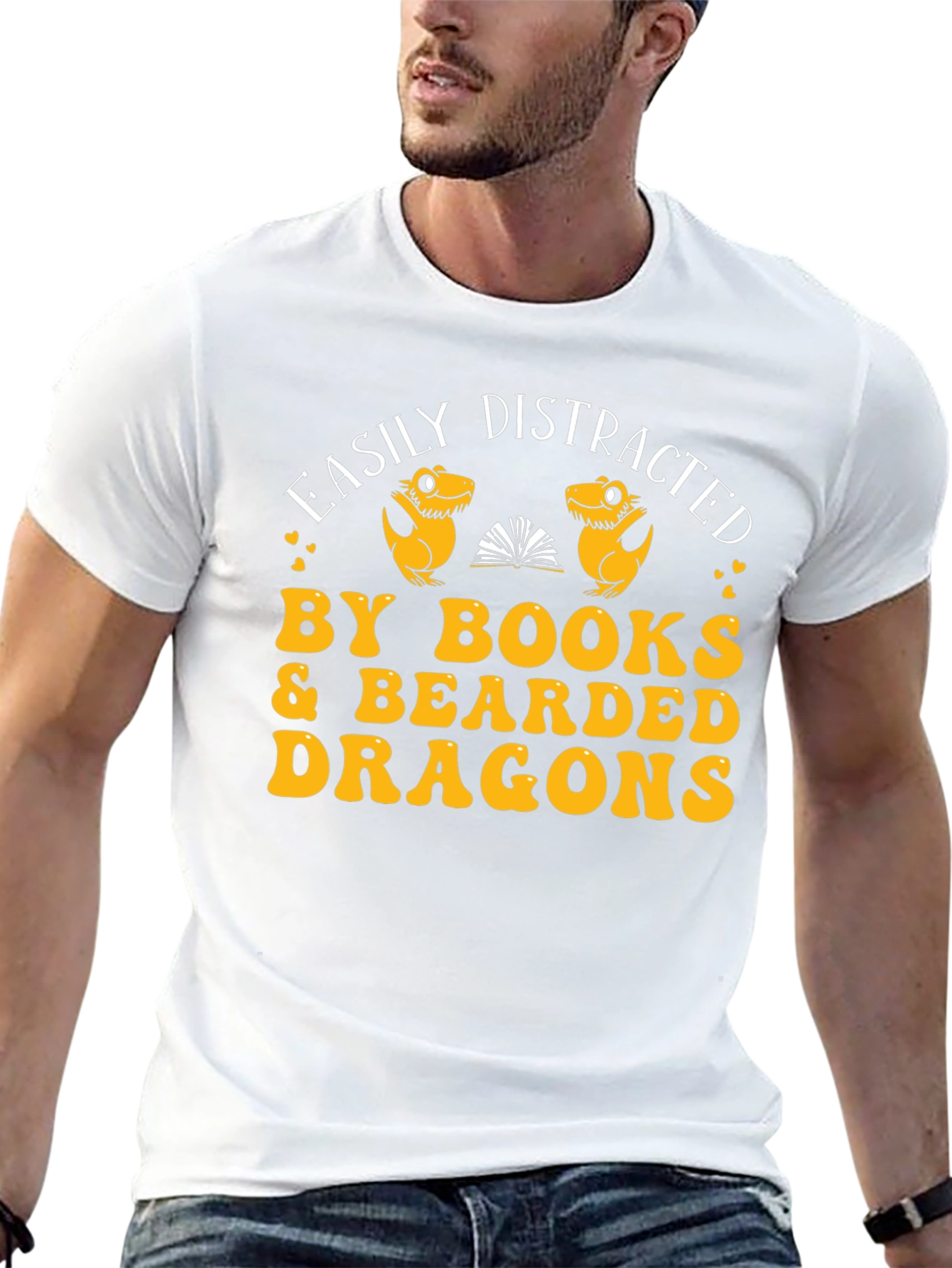 Easily Distracted By Books & Bearded Dragons Graphic Tee