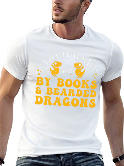 Easily Distracted By Books & Bearded Dragons Graphic Tee