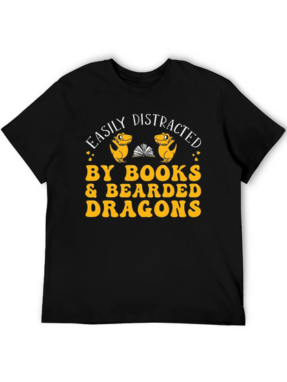 Easily Distracted By Books & Bearded Dragons Graphic Tee