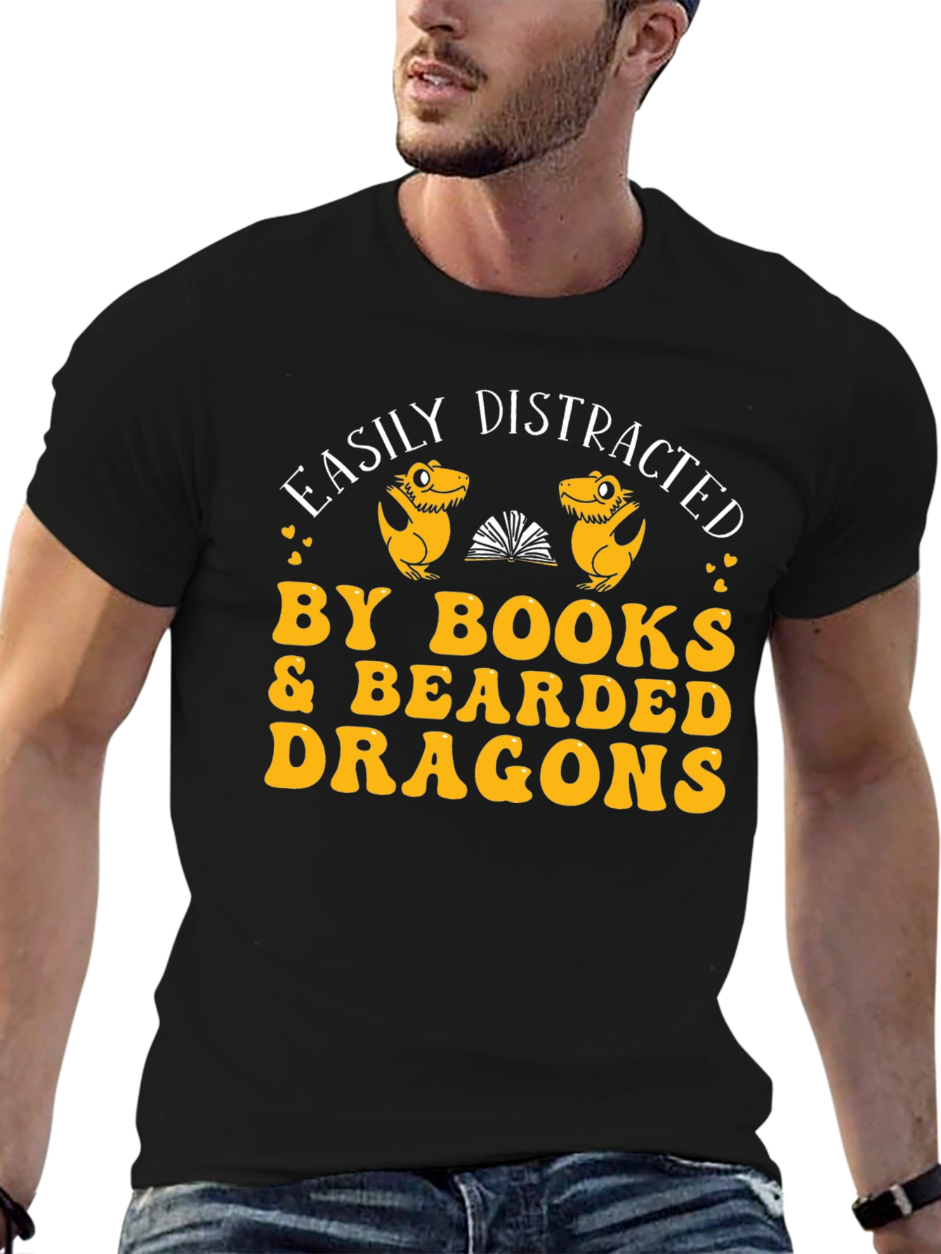Easily Distracted By Books & Bearded Dragons Graphic Tee