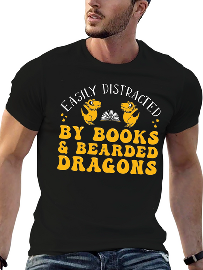 Easily Distracted By Books & Bearded Dragons Graphic Tee