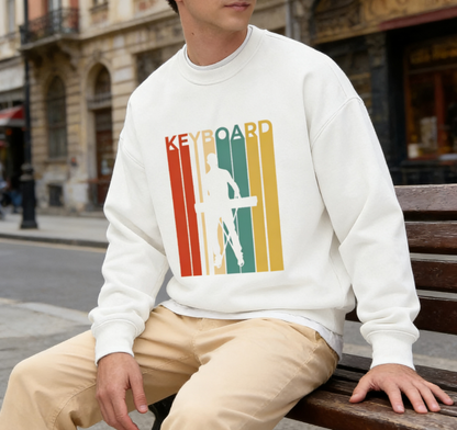 Nostalgic Keyboardist Stripe Graphic Pullover