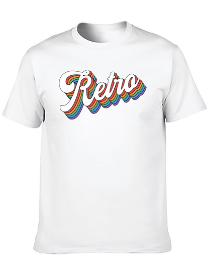 Retro Rainbow Text Graphic Tee - Black