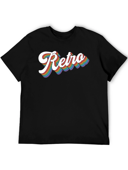 Retro Rainbow Text Graphic Tee - Black