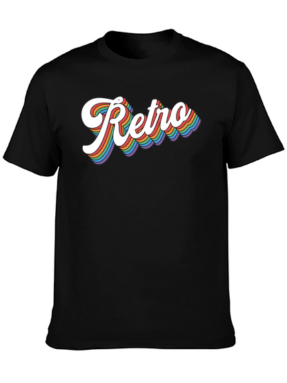 Retro Rainbow Text Graphic Tee - Black
