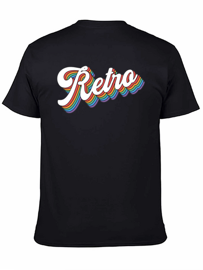 Retro Rainbow Text Graphic Tee - Black