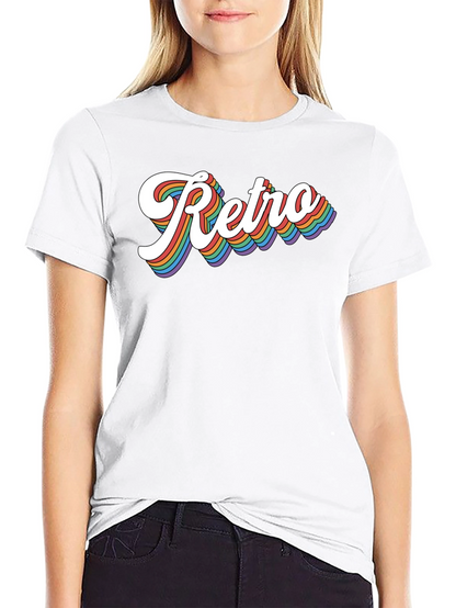 Retro Rainbow Text Graphic Tee - Black