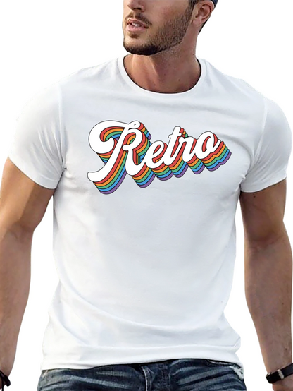 Retro Rainbow Text Graphic Tee - Black