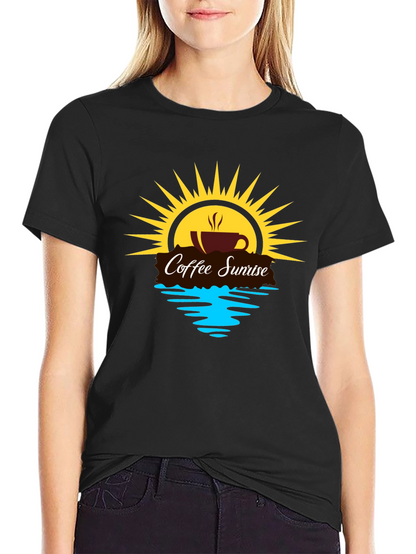 Coffee Sunrise Graphic Tee - Black Casual Shirt