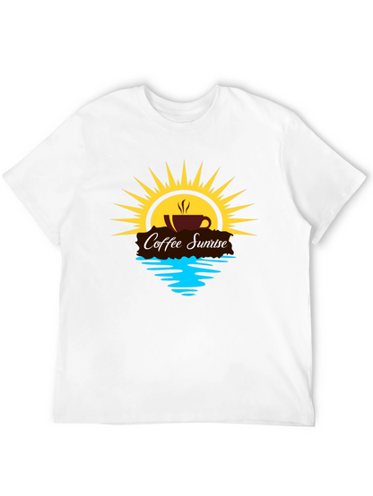 Coffee Sunrise Graphic Tee - Black Casual Shirt