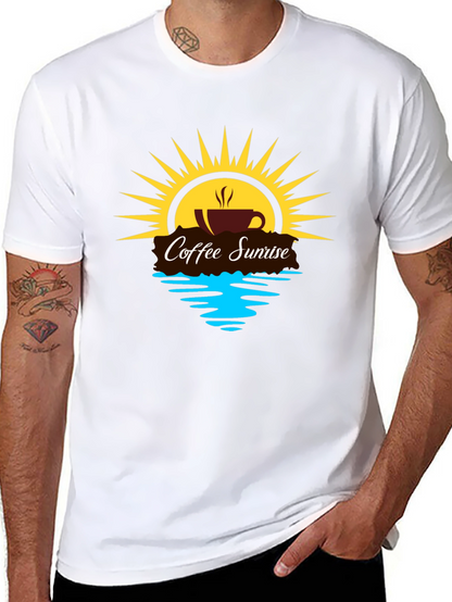 Coffee Sunrise Graphic Tee - Black Casual Shirt