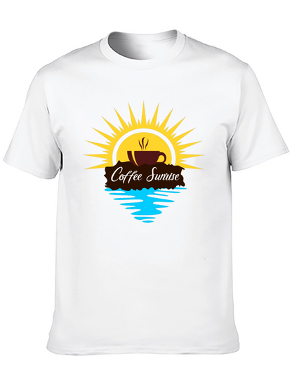 Coffee Sunrise Graphic Tee - Black Casual Shirt