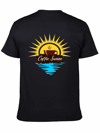 Coffee Sunrise Graphic Tee - Black Casual Shirt
