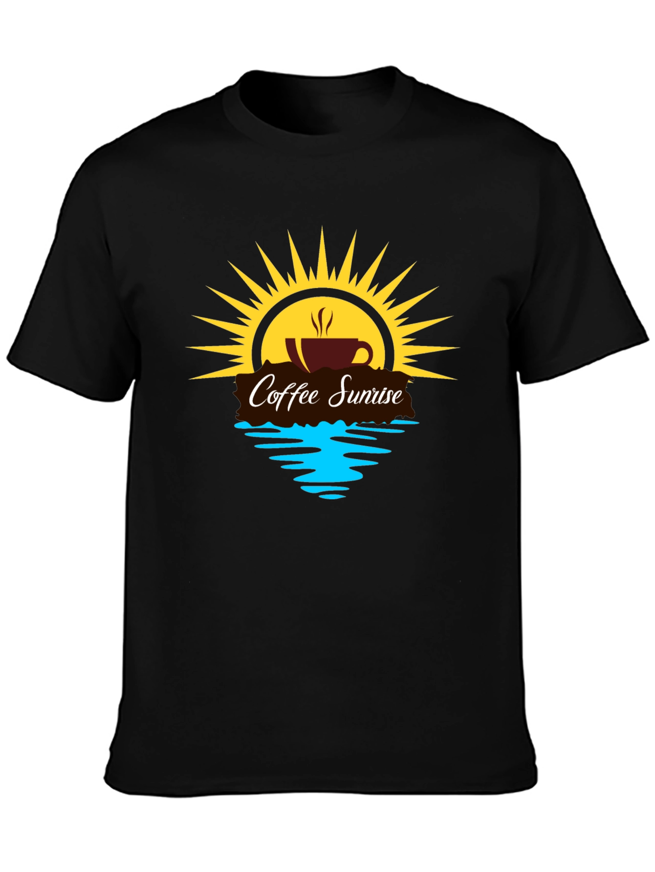 Coffee Sunrise Graphic Tee - Black Casual Shirt