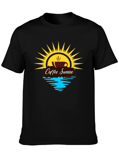 Coffee Sunrise Graphic Tee - Black Casual Shirt