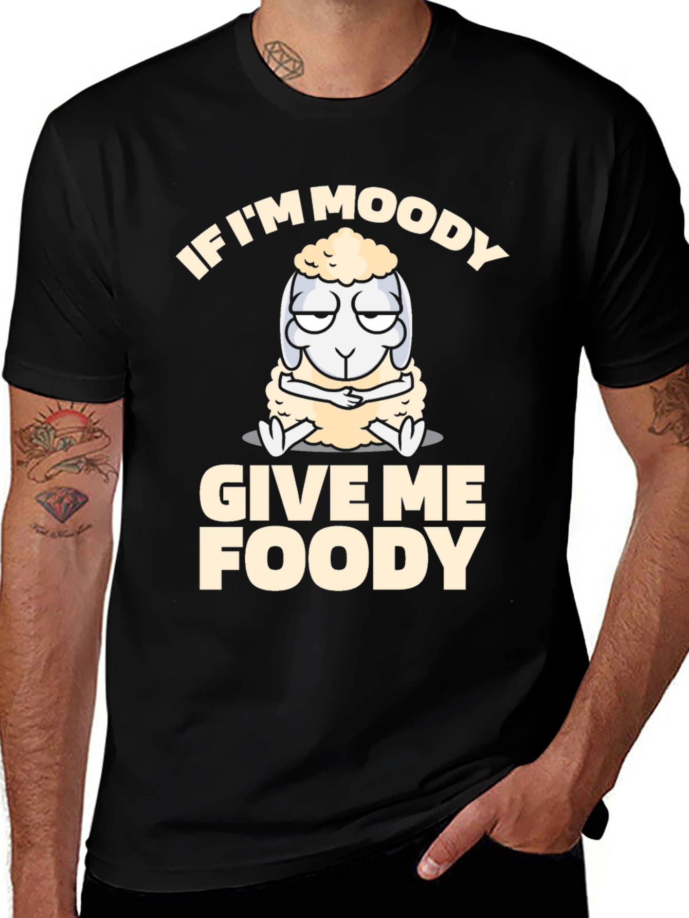 Moody Foody Sheep T-Shirt: Soft Cotton Funny Graphic Tee