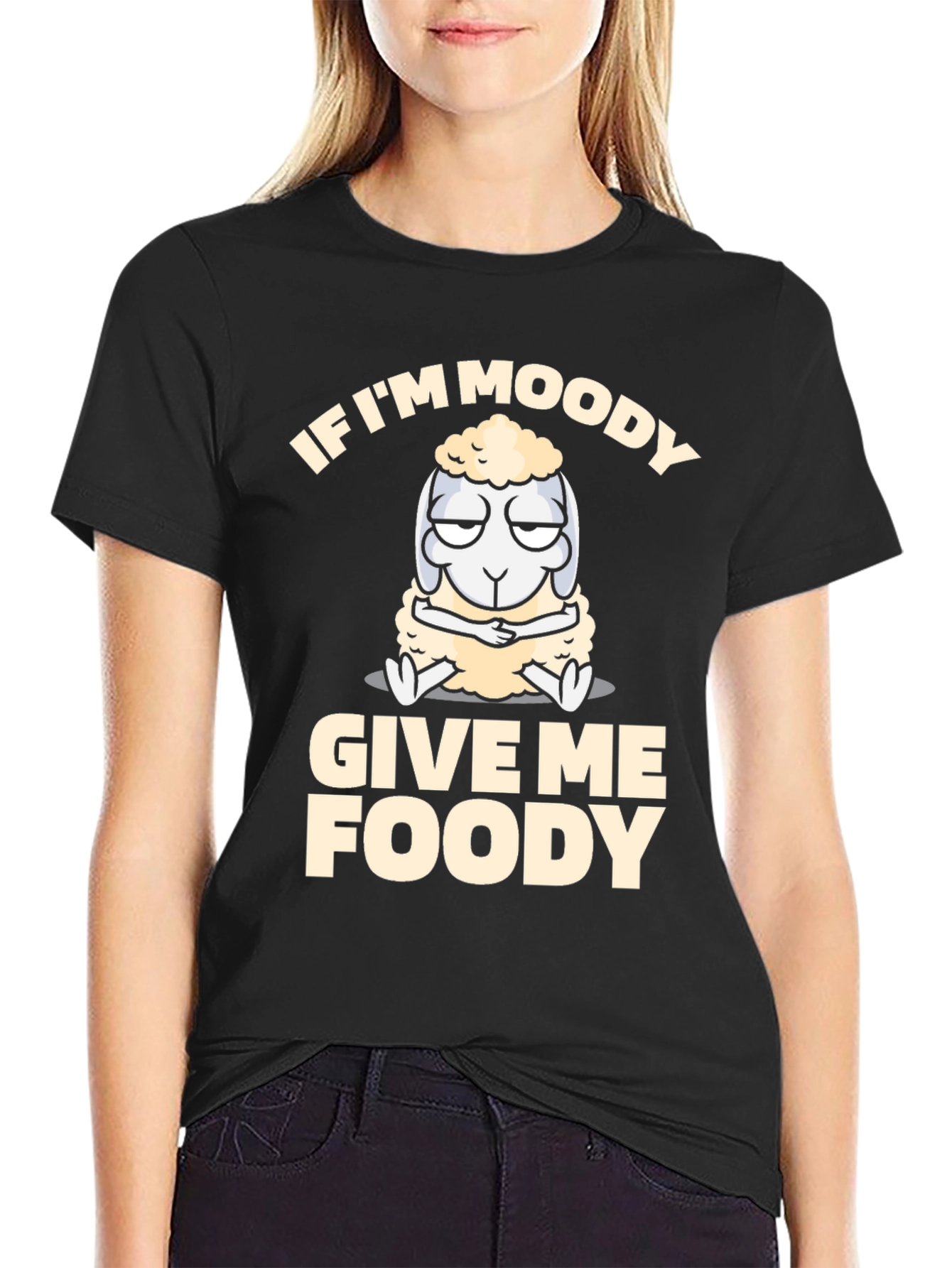 Moody Foody Sheep T-Shirt: Soft Cotton Funny Graphic Tee
