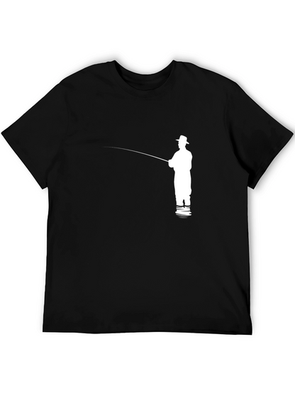 Fishing Silhouette Graphic Tee - Black