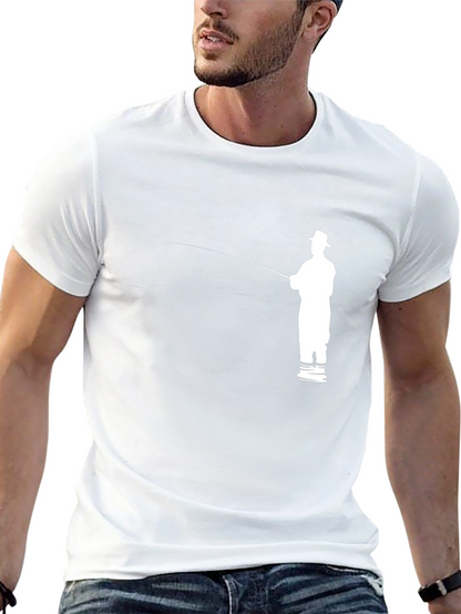 Fishing Silhouette Graphic Tee - Black
