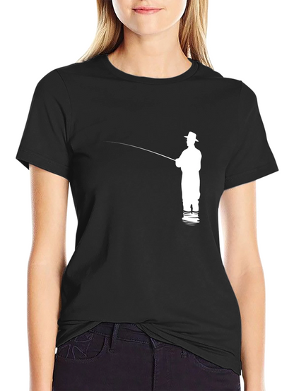 Fishing Silhouette Graphic Tee - Black