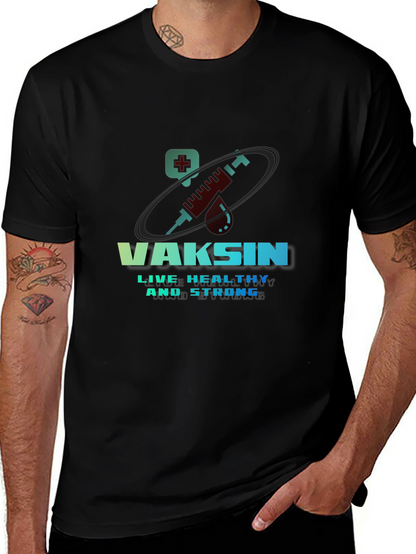 Vaccine T-Shirt - Live Healthy & Strong Design