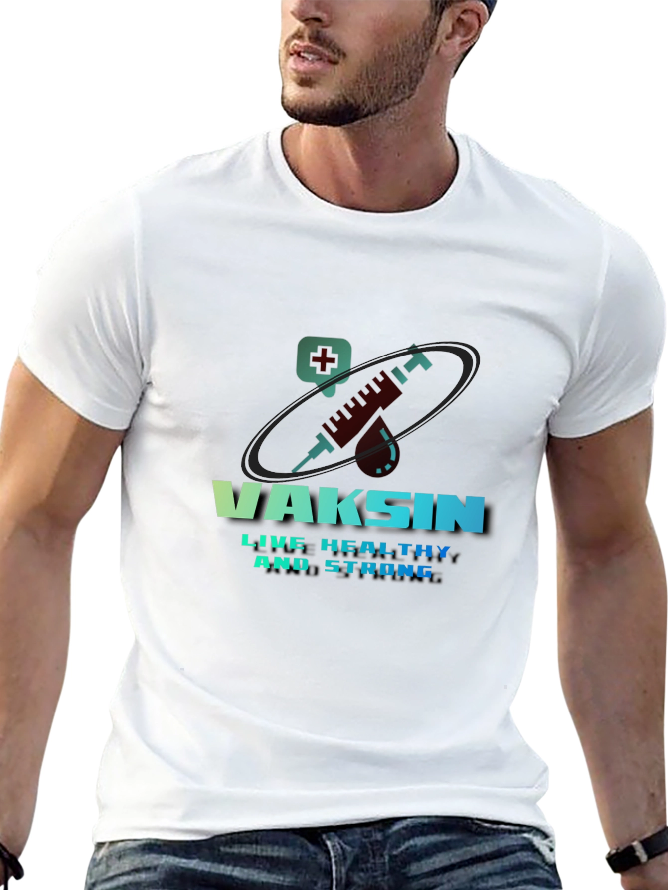 Vaccine T-Shirt - Live Healthy & Strong Design