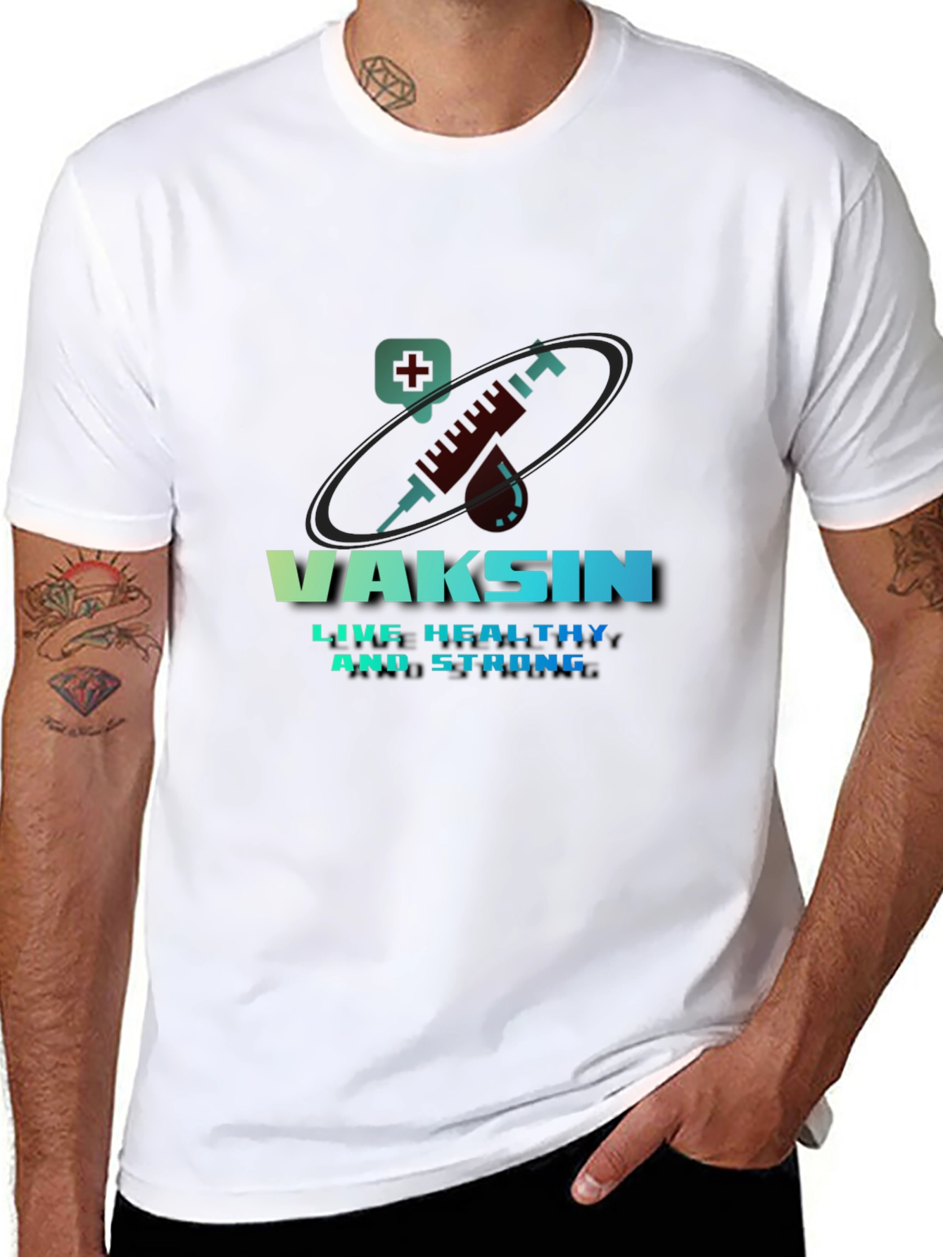Vaccine T-Shirt - Live Healthy & Strong Design