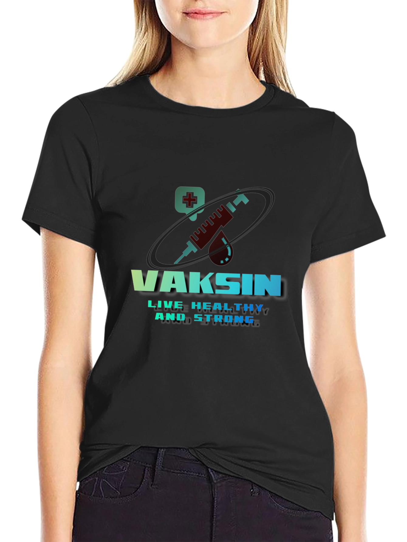 Vaccine T-Shirt - Live Healthy & Strong Design