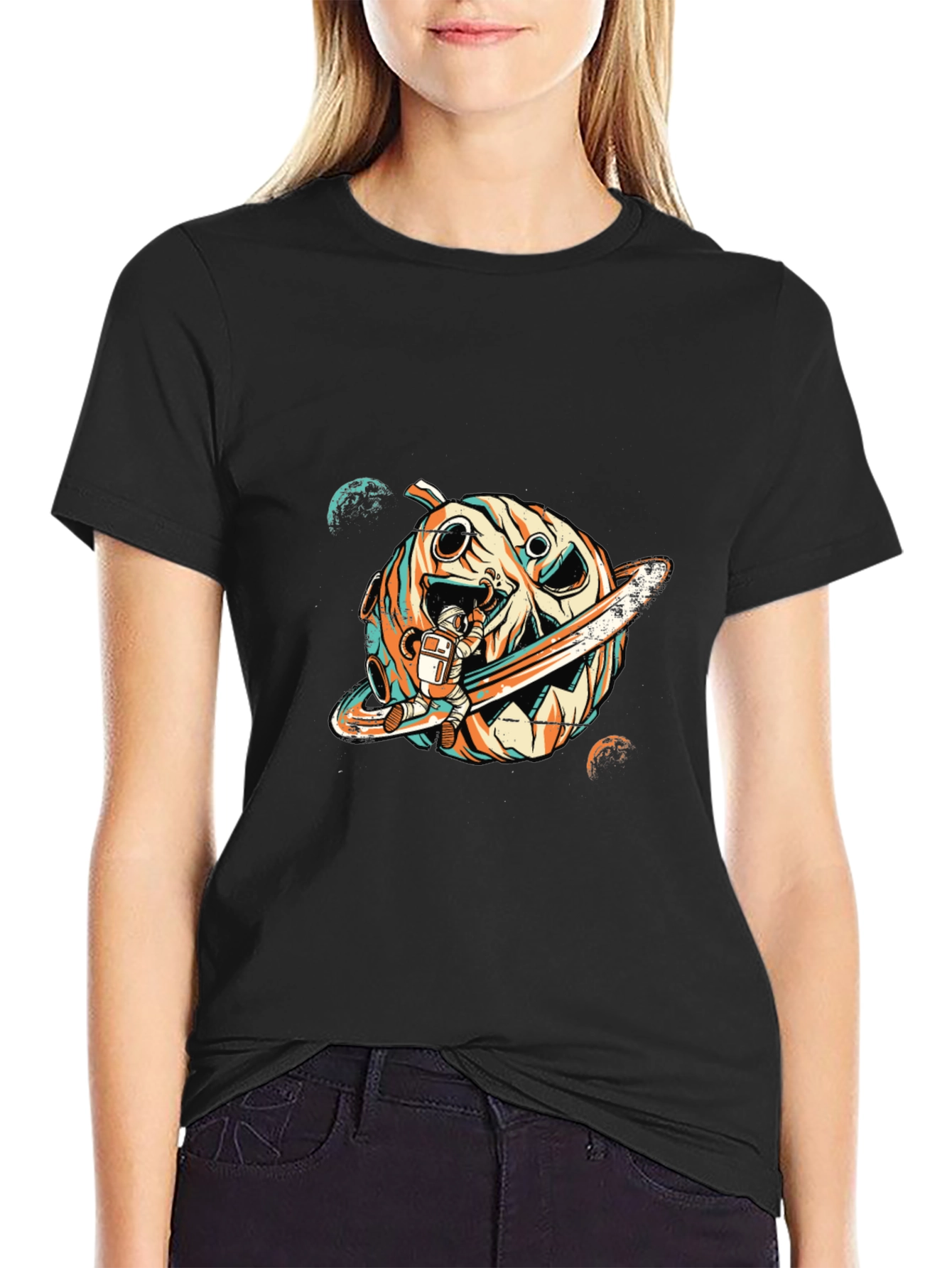 Astronaut Pumpkin Planet T-Shirt