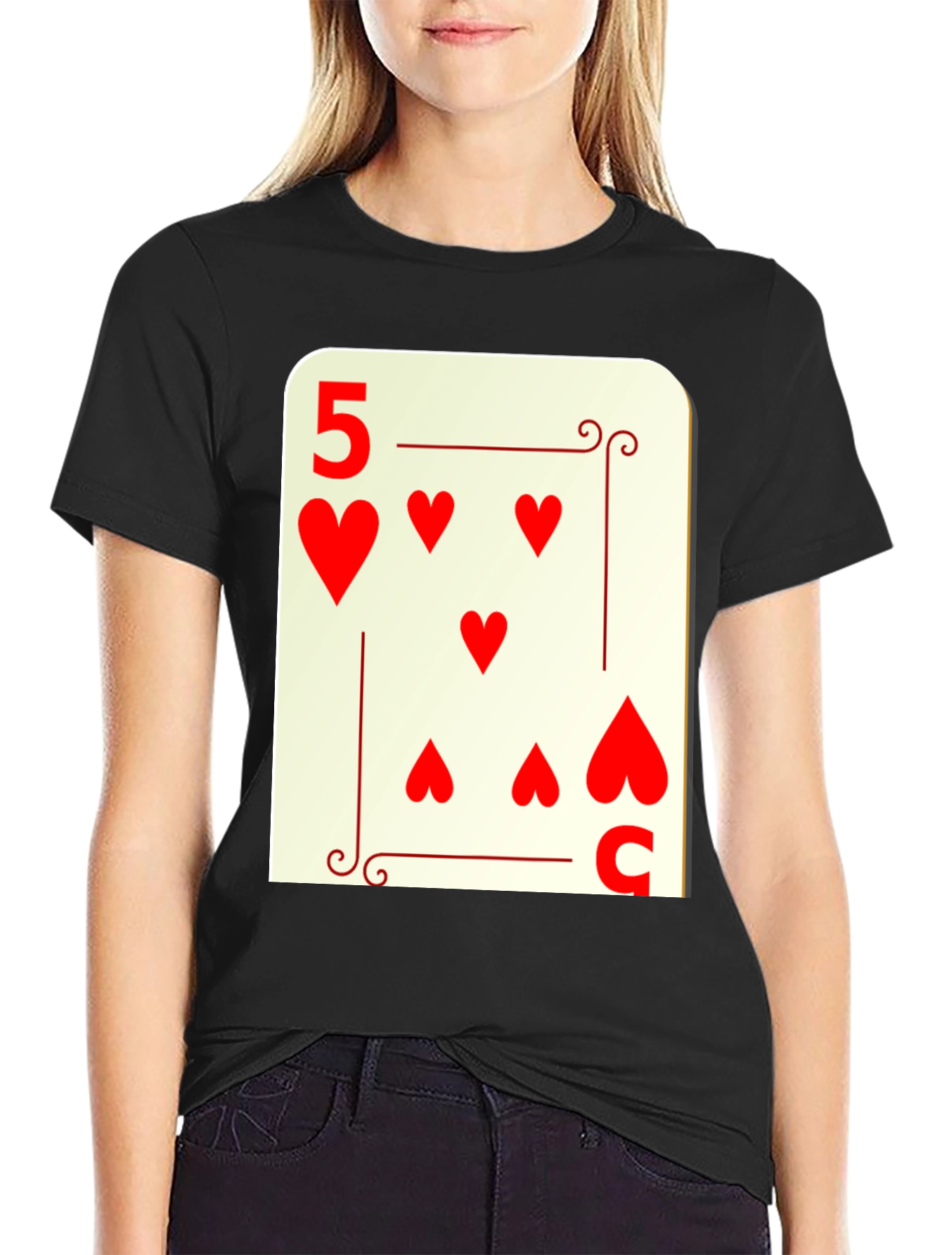 5 of Hearts Graphic Tee - Lucky Card Shirt