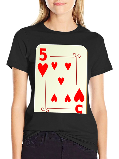5 of Hearts Graphic Tee - Lucky Card Shirt