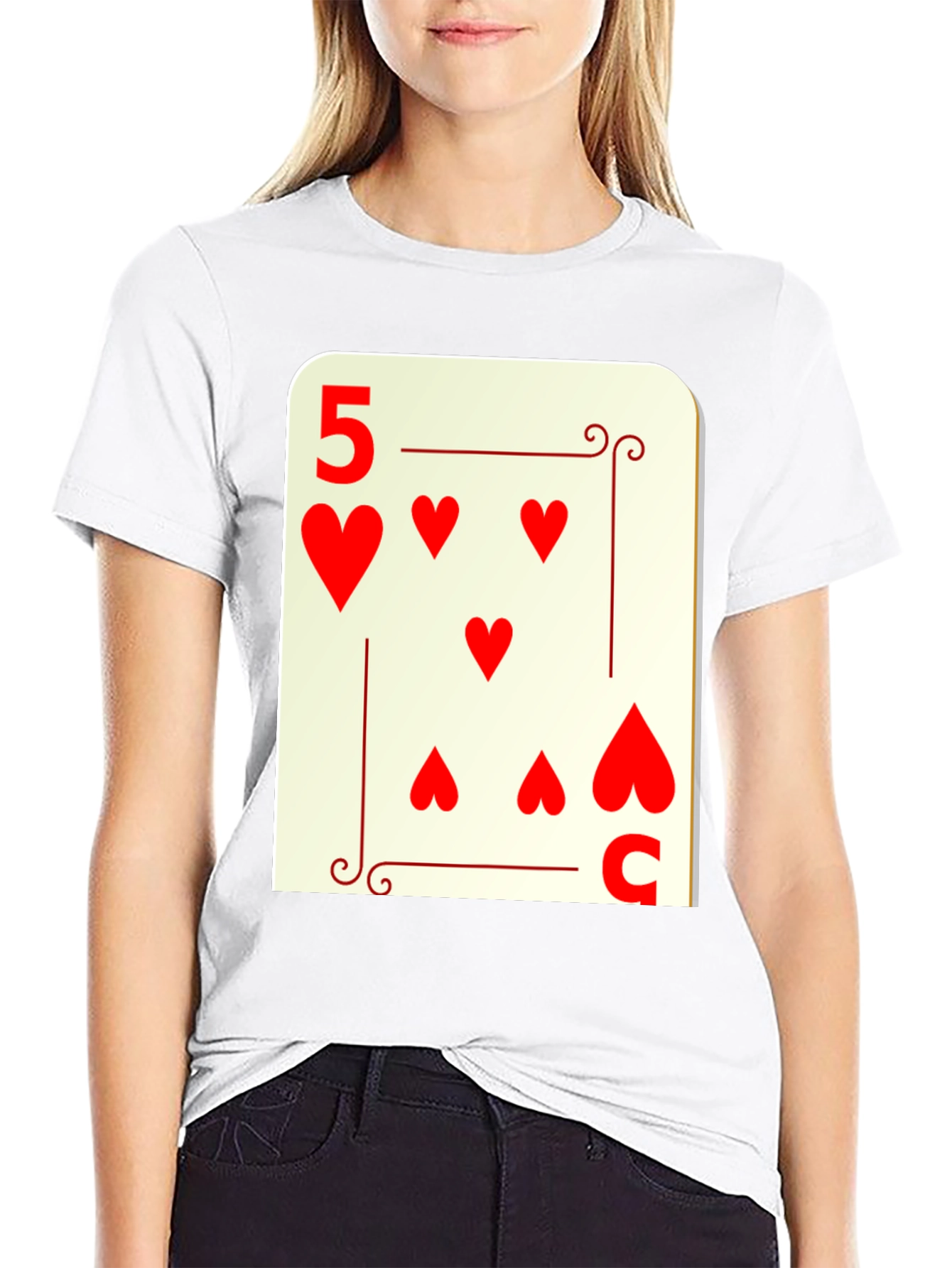 5 of Hearts Graphic Tee - Lucky Card Shirt