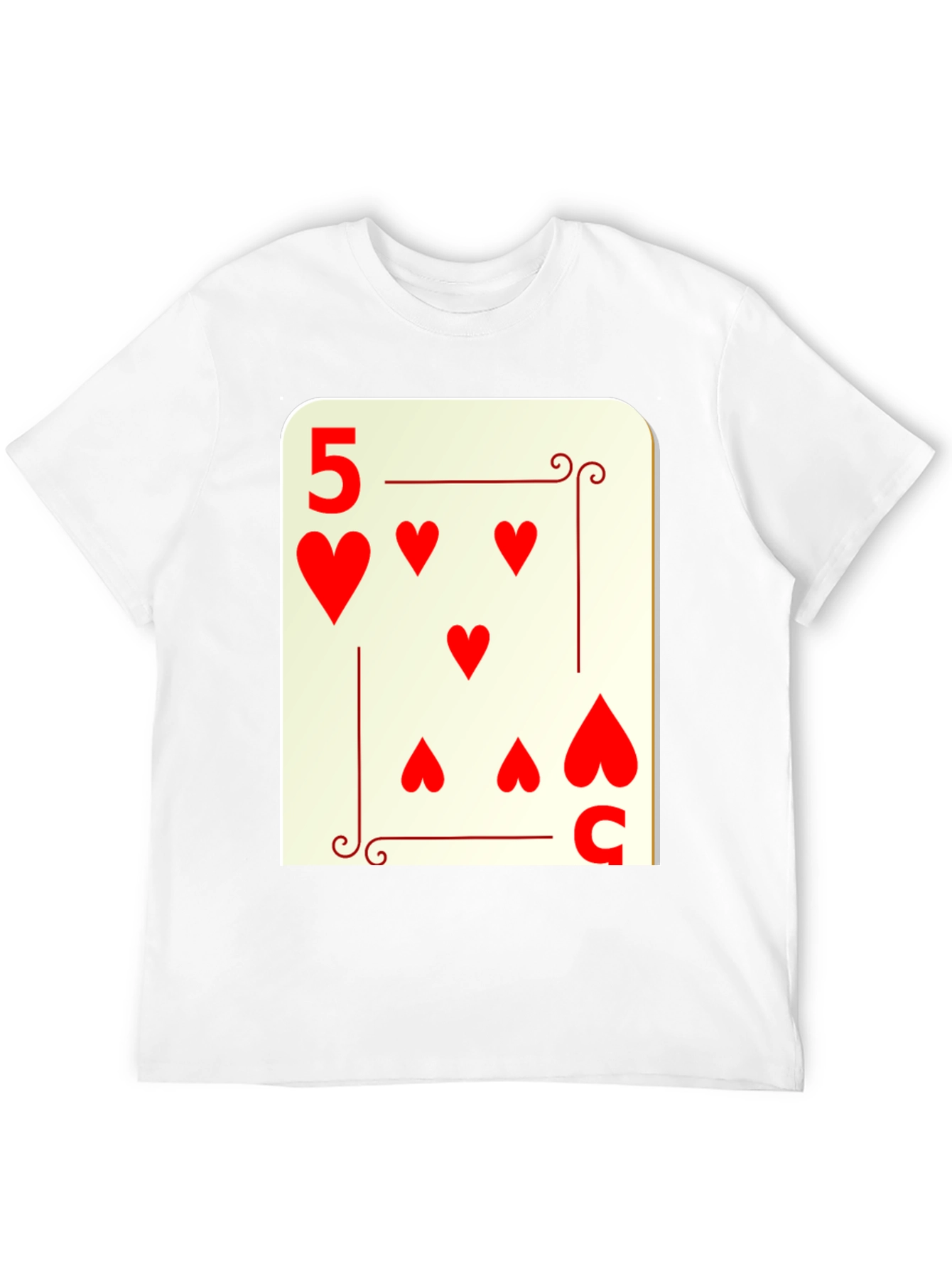 5 of Hearts Graphic Tee - Lucky Card Shirt