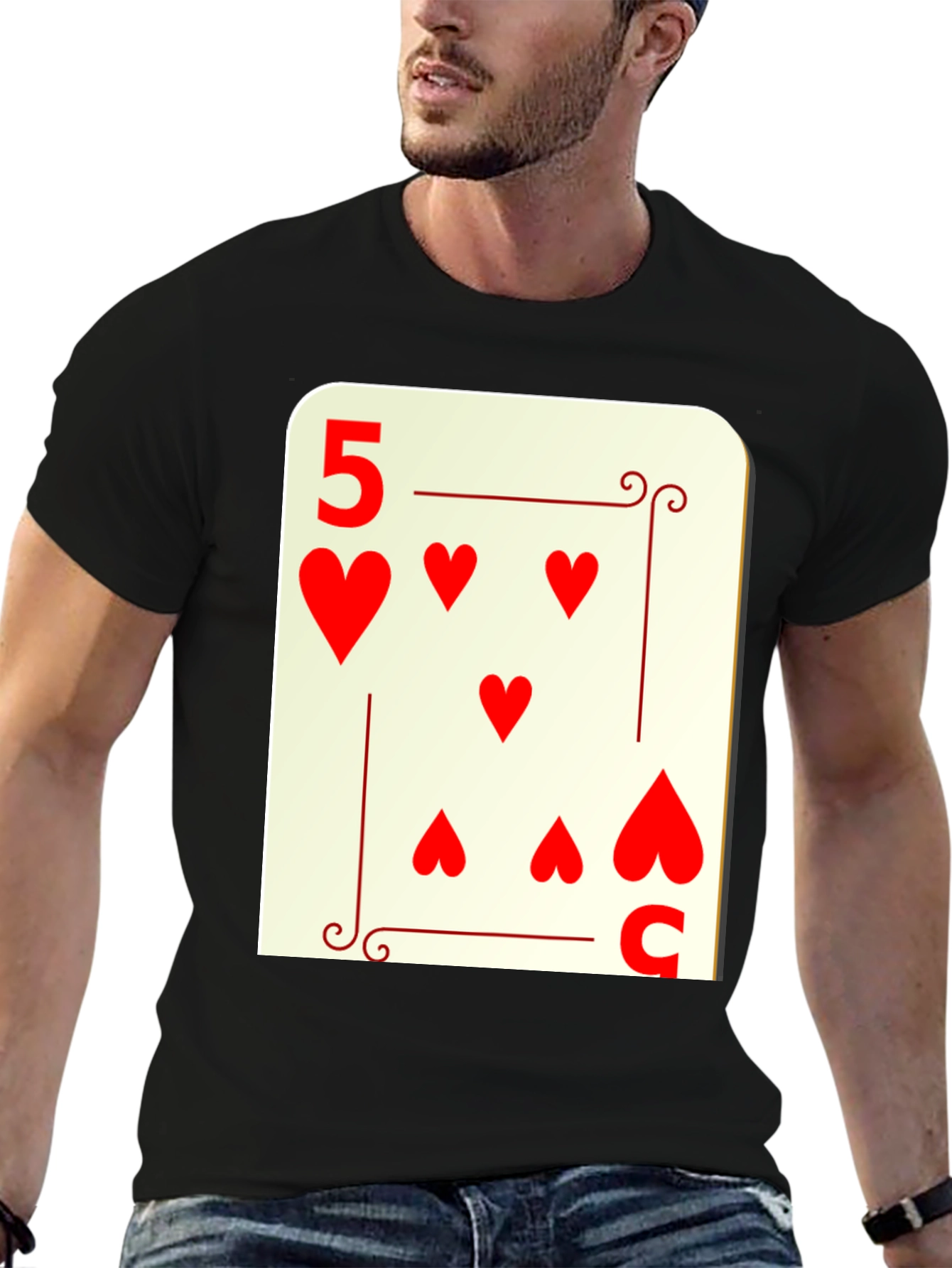 5 of Hearts Graphic Tee - Lucky Card Shirt
