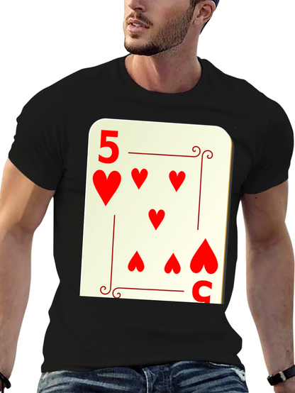 5 of Hearts Graphic Tee - Lucky Card Shirt