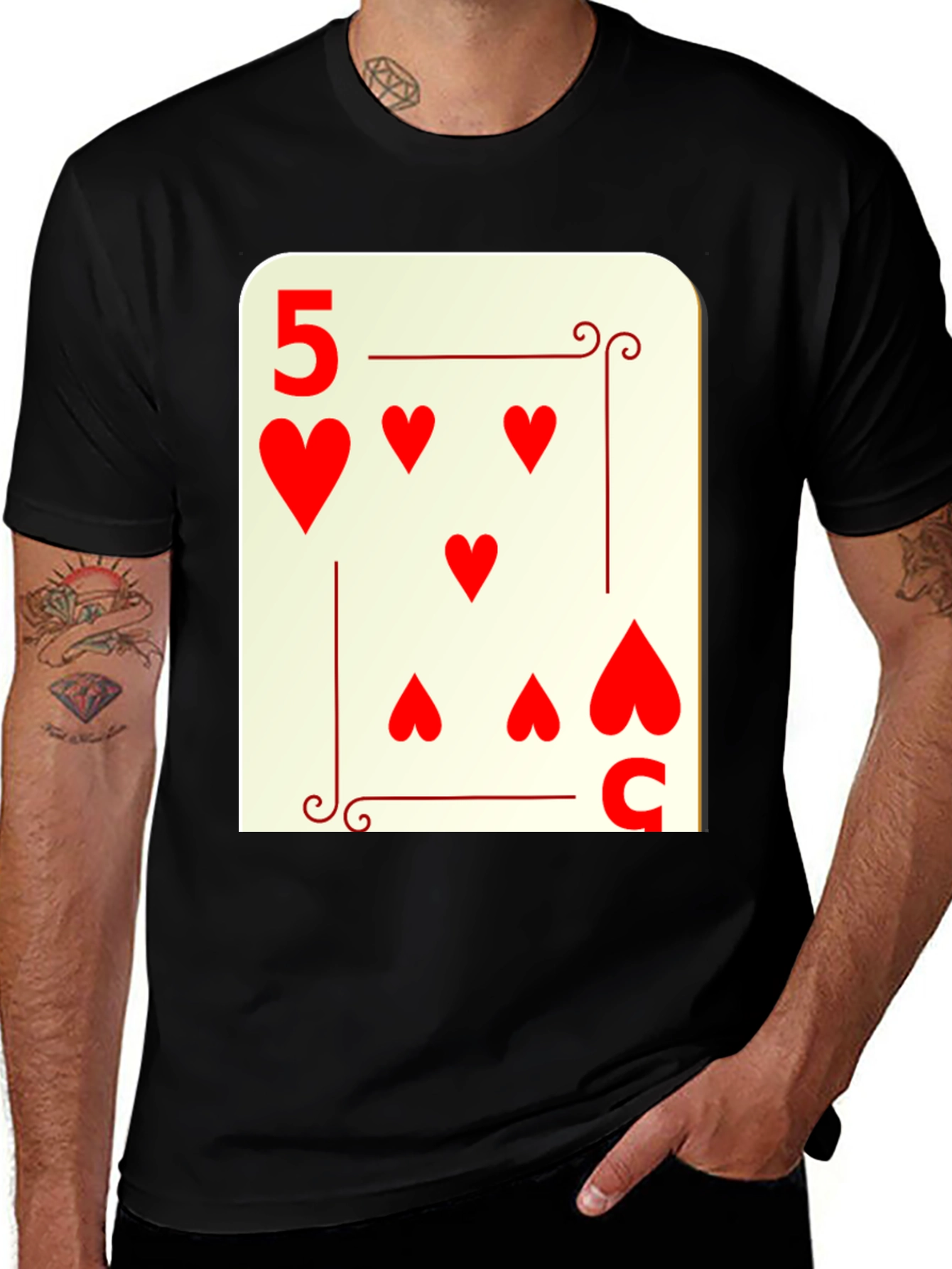 5 of Hearts Graphic Tee - Lucky Card Shirt