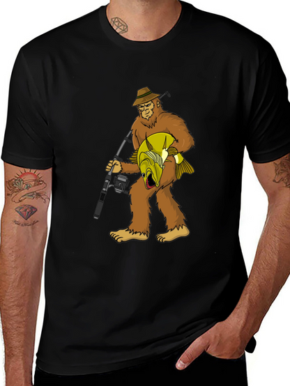 Bigfoot Fishing T-Shirt - Funny Sasquatch Tee