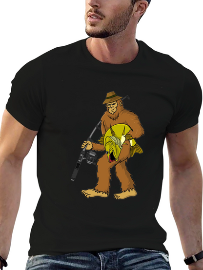 Bigfoot Fishing T-Shirt - Funny Sasquatch Tee