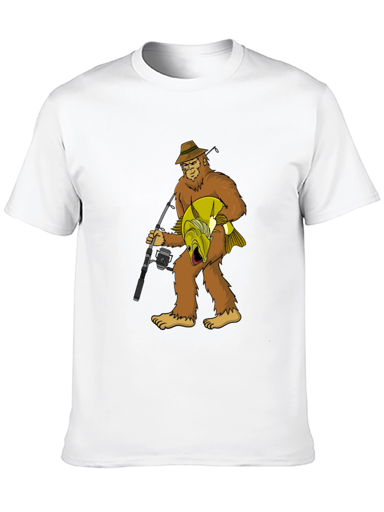 Bigfoot Fishing T-Shirt - Funny Sasquatch Tee