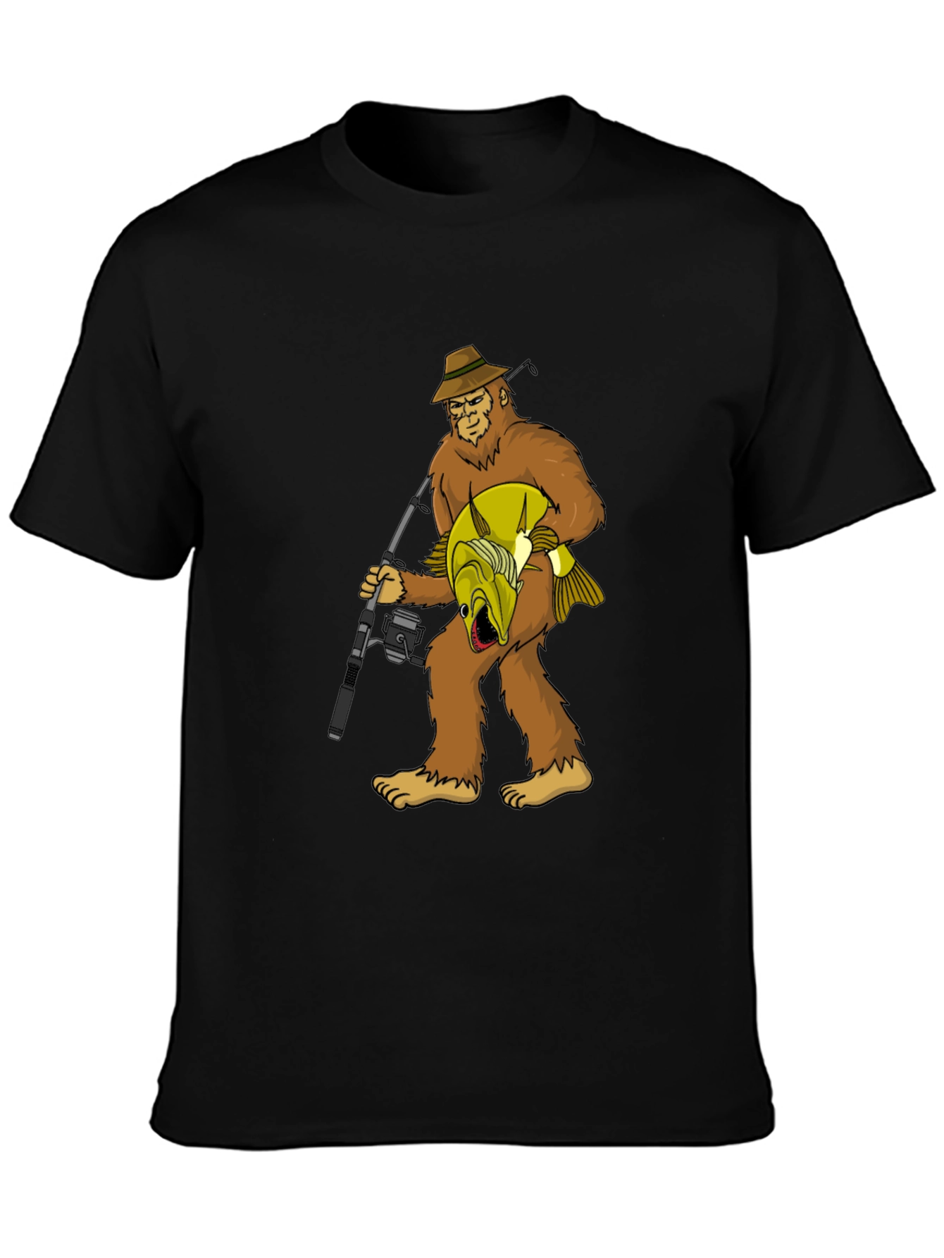 Bigfoot Fishing T-Shirt - Funny Sasquatch Tee