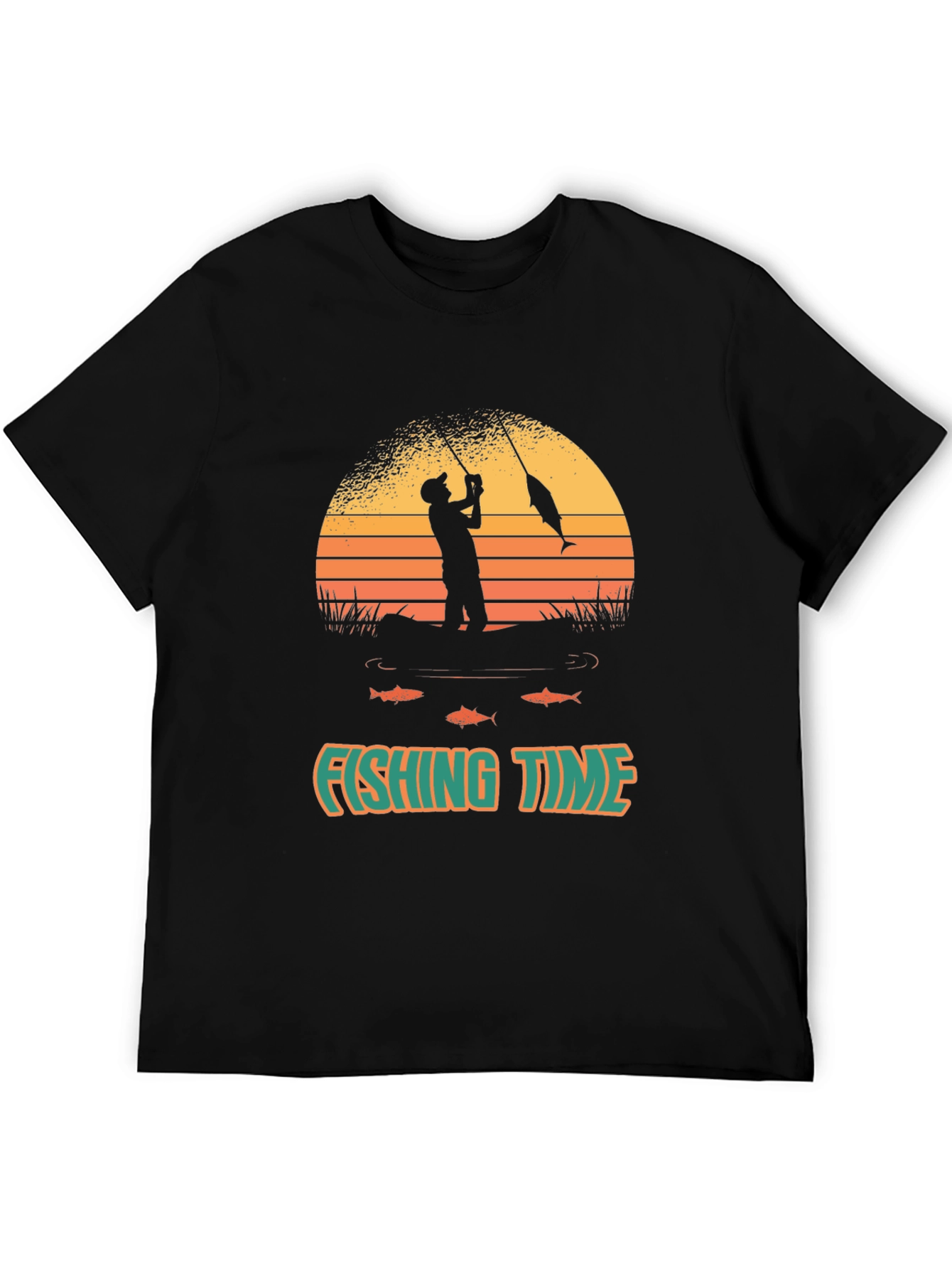 Fishing Time T-Shirt - Black Graphic Tee