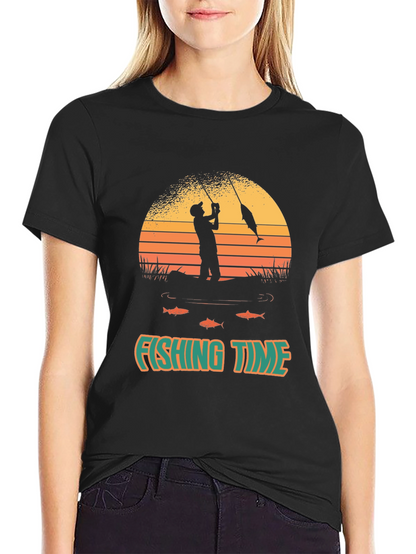 Fishing Time T-Shirt - Black Graphic Tee