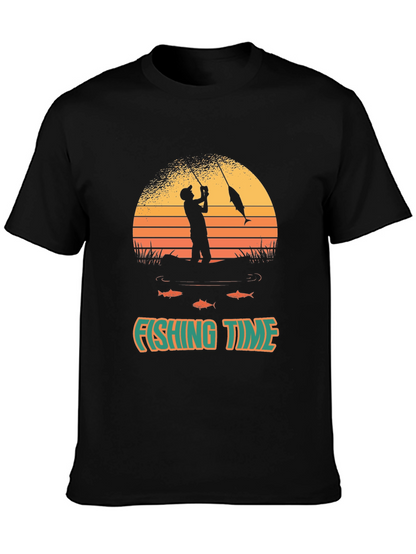 Fishing Time T-Shirt - Black Graphic Tee