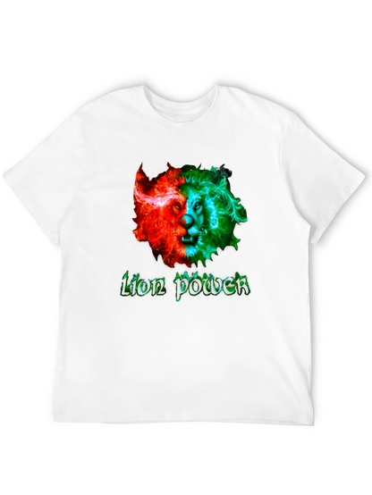 Lion Power Graphic Print Mens Black T-Shirt