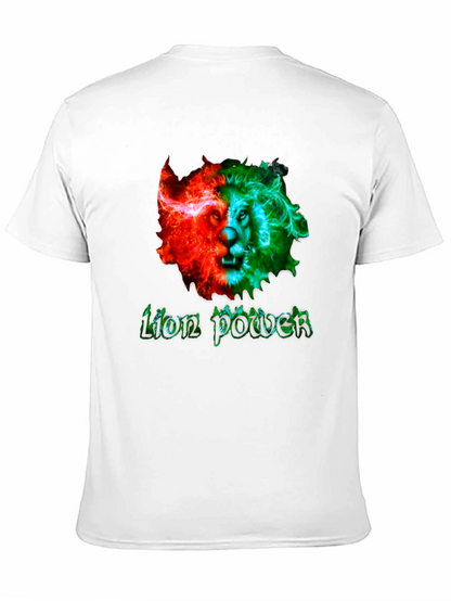 Lion Power Graphic Print Mens Black T-Shirt