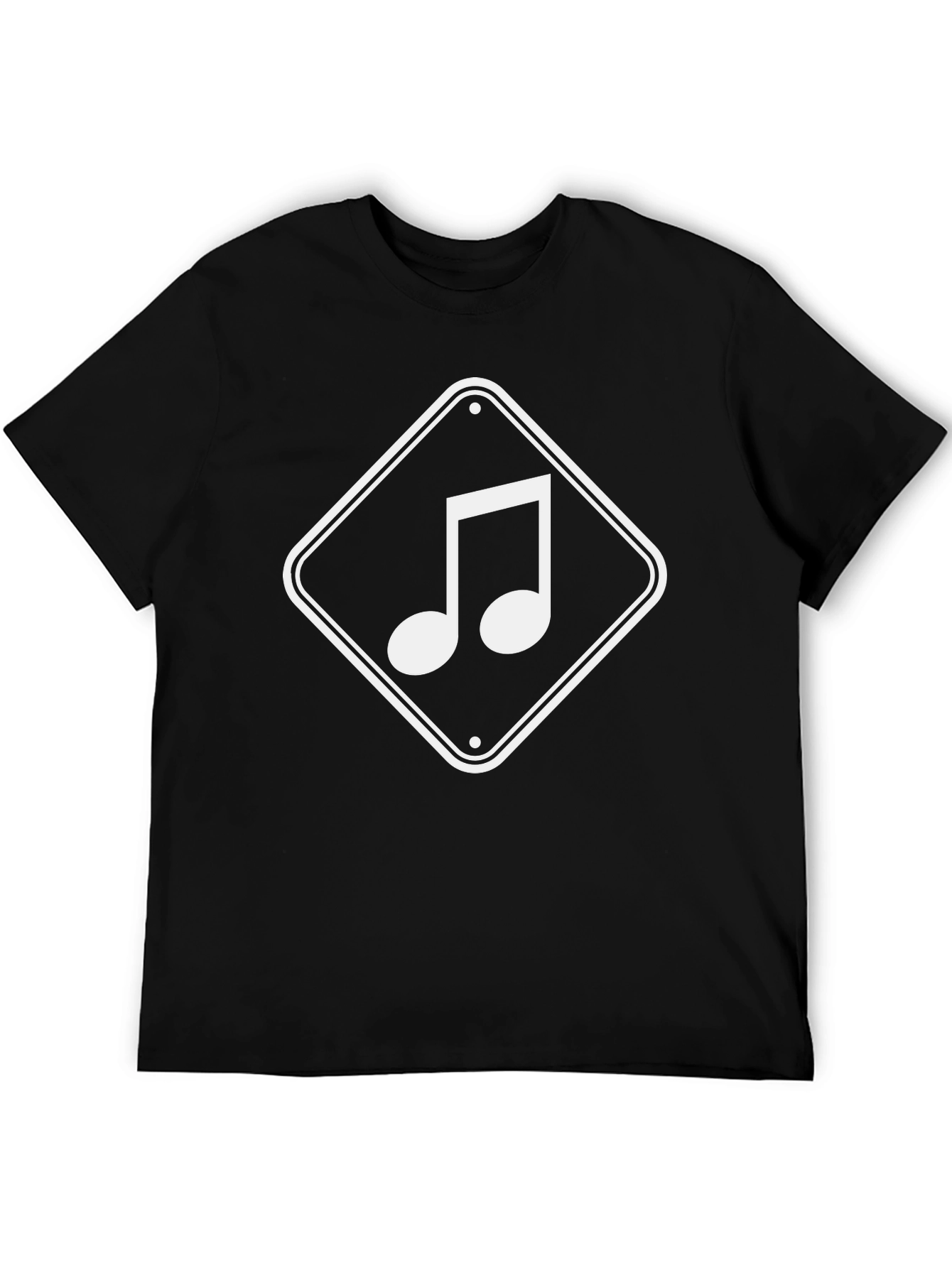 Musical Note Graphic Tee - Black Cotton T-Shirt